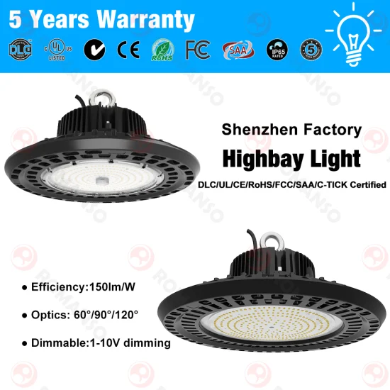 Luce Highbay UFO LED da 130 lm/W per produttore cinese